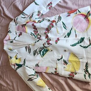 Colorful Fruit Print Blazer